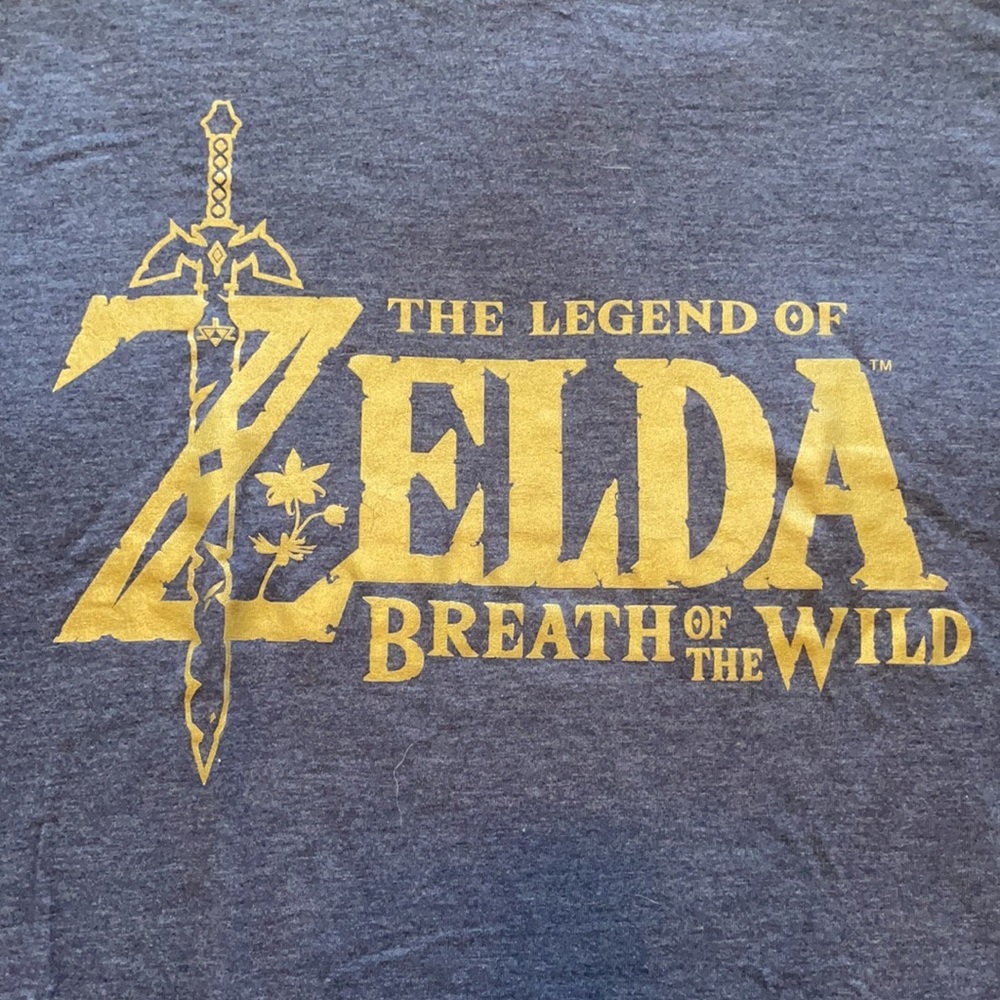 Legend Of Zelda Heathered Blue Unisex T Shirt with Gold Lettering - Picture 2 of 7